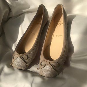 Christian Louboutin silver beige canvas flats